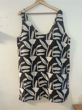 Black & White Sleeveless Mini Dress - Classic Floral Print PO-EM new tulip